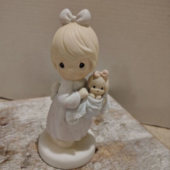 Precious Moments Girl Figurine with Bear - Picture 1 of 4